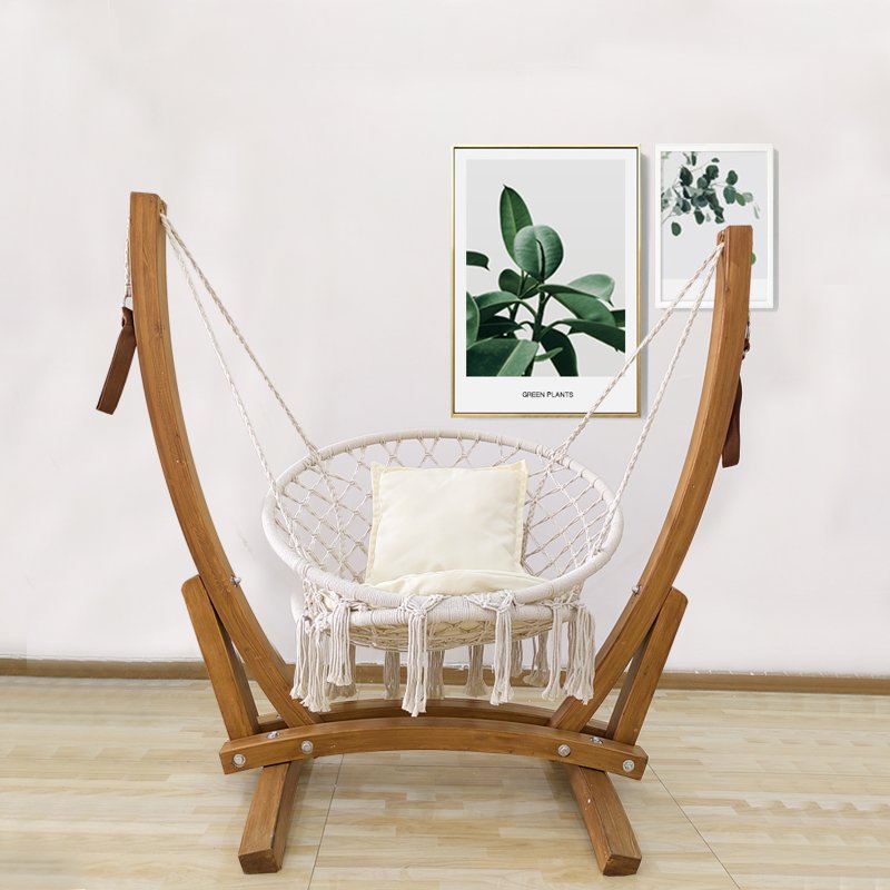 Indoor Outdoor Hanging Basket Chair with Cushion