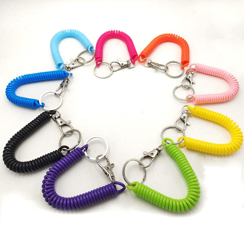 Coiled Spring Lanyard Keychain for Keys, Phones, and Bags - Anti-Loss Plastic Coil Strap