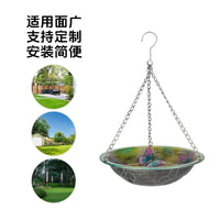 Outdoor Hanging Bird Bath Feeder with Butterfly Decor for Garden Patio
