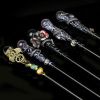 Crystal Element Magic Ritual Wand Wooden Stick for DIY Crafts and Fairy Props