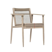Outdoor Teak Dining Set with Rattan Weave Chairs for Patio Garden Villa