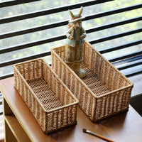 Kens Woven Desktop Storage Basket for Remote Controls, Spices, and Bathroom Organization