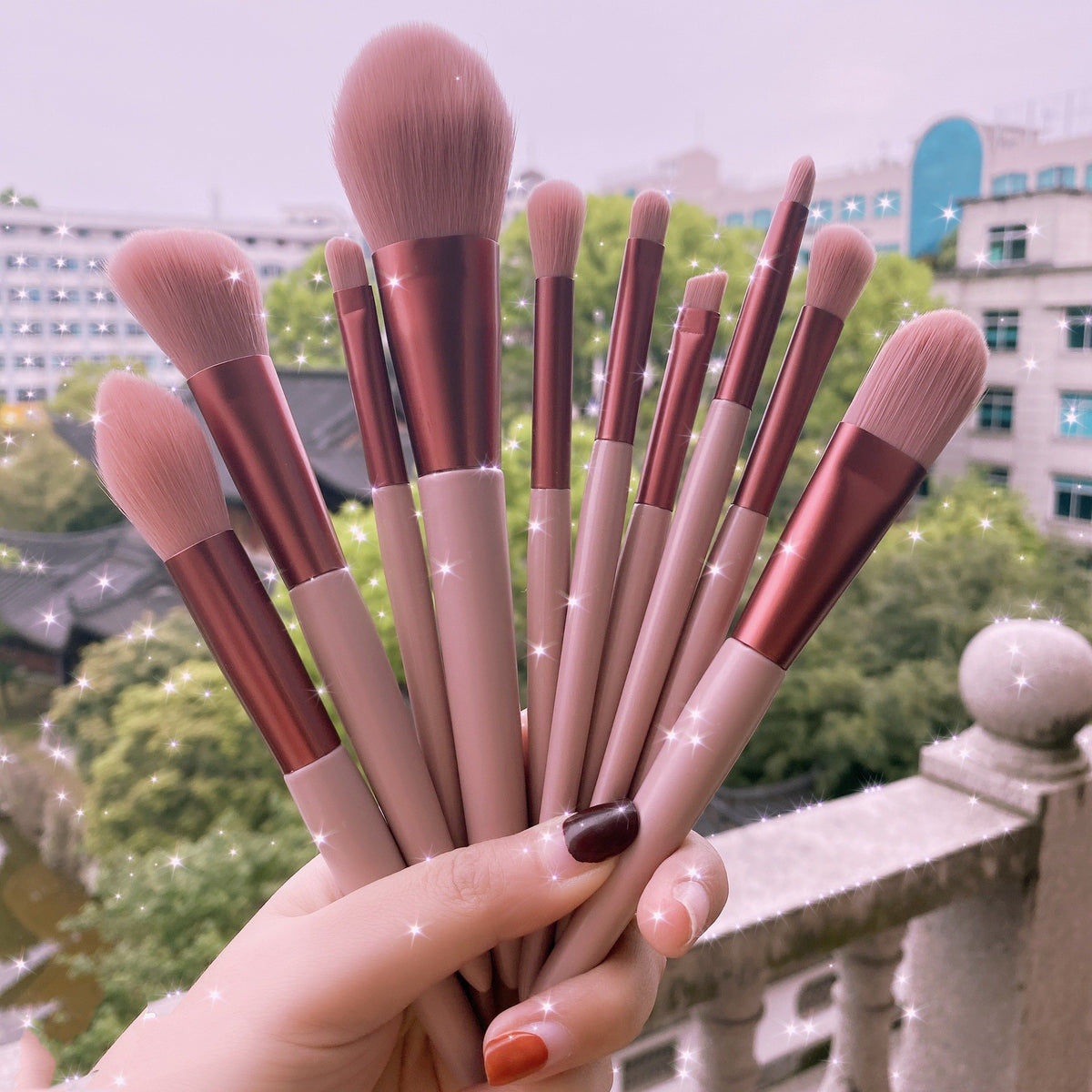 10-12 Piece Soft Bristle Makeup Brush Set with Storage