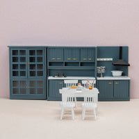 1:12 Dollhouse Miniature Kitchen Island Cabinet Dining Table Chair Set
