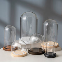 Preserved Flower Glass Dome Display Case with Anti-Slip Base for Figurines and Blocks
