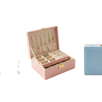 Double-Layer Lockable PU Leather Jewelry Box with Multiple Compartments