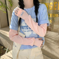 Women's Wrinkled Ice Silk Sun Protection Arm Sleeves for Summer