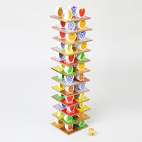 Wooden Fruit Stacking Game for Kids, Educational Building Blocks, Family Interactive Tabletop Toy