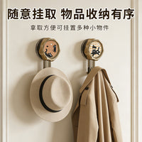 Retro Cute Cat Wall Hooks Key Holder No-Drill Entryway Organizer Shelf