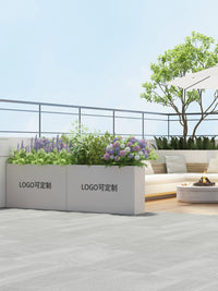 Outdoor Iron Stainless Steel Planter Box Rectangular Garden Bed Commercial Street Square Fence Flower Trough