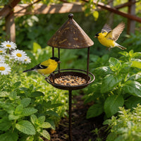 Vintage Bird Cage Feeder with Ground Stake for Outdoor Garden Patio