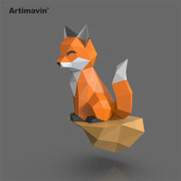 3D Papercraft Rock Fox Wall Decor DIY Kit