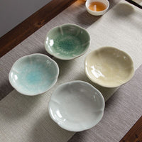 Ceramic Petal Dessert Plate with Stand, Vintage Style Fruit and Snack Dish for Home Use