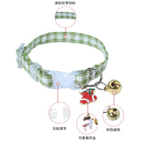 Christmas Plaid Pet Collar with Bell and Safety Buckle for Cats and Small Dogs