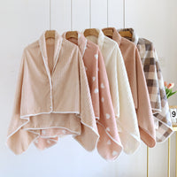 Wearable Flannel Fleece Blanket Shawl for Office and Napping