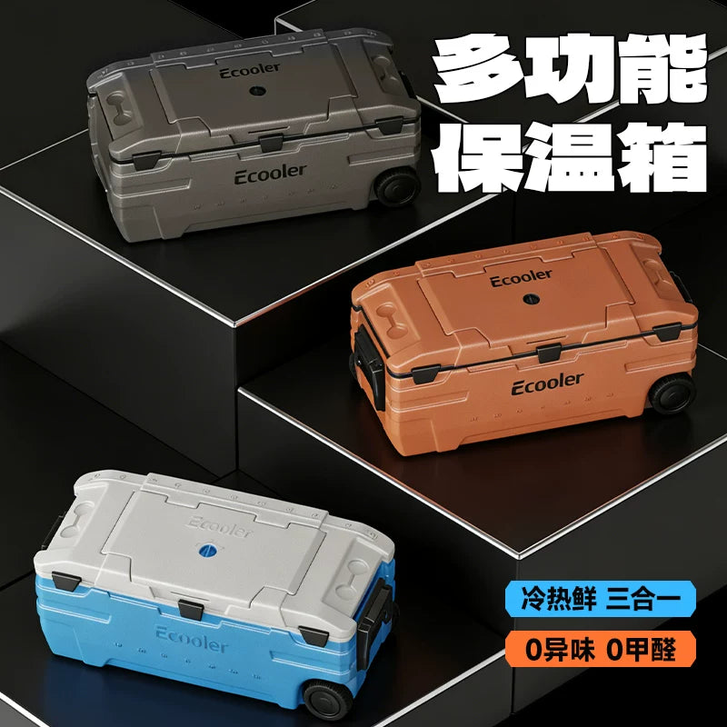 Jiangliu Fish 160L Large Capacity PU Foam Fishing Cooler Box with Wheels for Offshore Sea Fishing Commercial Insulation