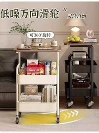 Vintage Industrial 3-Tier Rolling Cart with Storage Shelves and Wheels for Bedroom Living Room