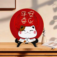 Round Desktop Decorative Painting with Gold Resin Frame