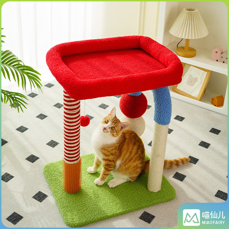 Meow Wonderland Multi-functional Cat Tree with Sisal Scratching Post and Plush Condo