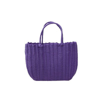 Hand-Woven Plastic Storage Basket with Handle for Shopping, Bath, or Pet Use