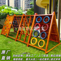 Outdoor Wooden Playground Set with Slide and Climbing Frame for Kids