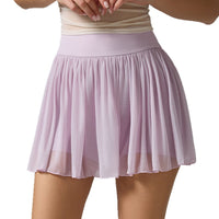 Women's Mesh Sports Skirt with Pockets, Breathable Sun Protection for Badminton Running Fitness Ballet