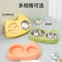 Slow Feeder Stainless Steel Double Pet Bowl for Dogs and Cats