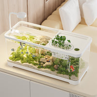Desktop Aquarium Turtle Tank with Lid, Clear Plastic Fish Tank for Home Living Room