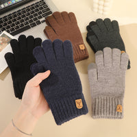 Men's Winter Cycling Alpaca Wool Knit Touchscreen Gloves - Thickened Warm Windproof Cold-Resistant Full Finger Outdoor Gloves