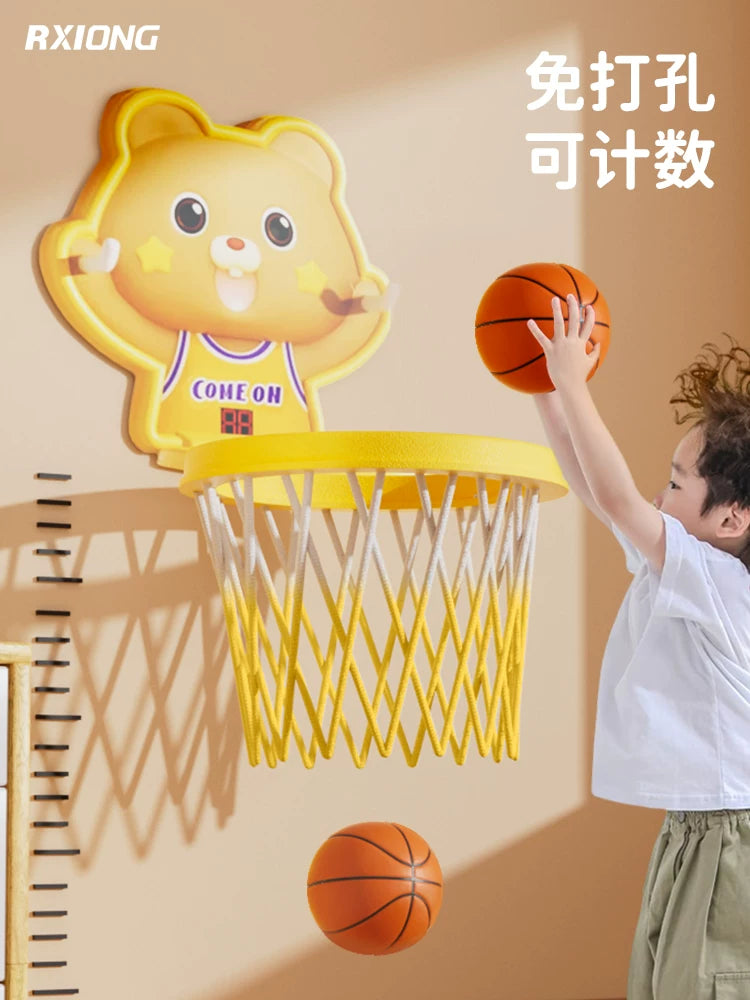 Wall-Mounted Indoor Mini Basketball Hoop for Home Use - Punch-Free Simple Kids Basketball Goal