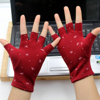 Women's Winter Warm Fleece-Lined Fingerless Gloves with Touchscreen Capability