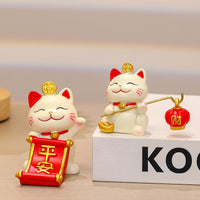 Lucky Cat Phone Holder Desktop Ornament Resin Figurine