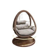 Outdoor Wicker Swing Chair with Stand, Bird's Nest Hanging Basket for Patio Garden Balcony, Indoor Lazy Hammock Rocking Chair