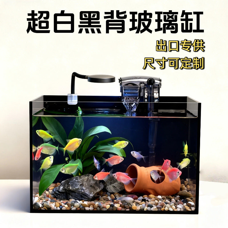 Crystal Clear Glass Aquarium Tank for Fish and Turtles, Desktop Eco-Cycle Filter Ready