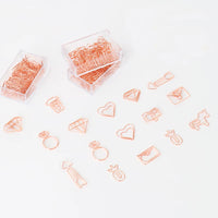 Rose Gold Creative Shaped Paper Clips, Large Cute PET Metal Paperclips for Office and School, Bookmark Supplies