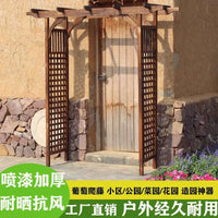 Outdoor Garden Wood Archway with Gate for Climbing Plants