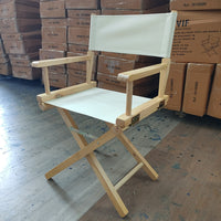 Solid Wood Portable Director's Chair with Canvas Seat for Outdoor, Makeup, or Display