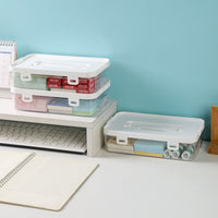 Clear Stackable Desktop Storage Box with Lid and Handle, Large Capacity Organizer for Students