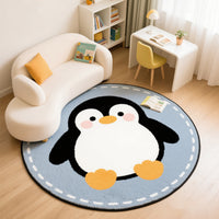 Kids' Faux Cashmere Round Rug for Living Room Bedroom and Play Area, Non-Slip Plush Floor Mat