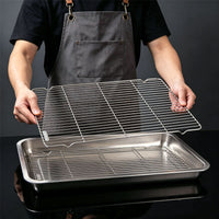 304 Stainless Steel Thickened Oil Draining Rack for Grilling and Baking, Commercial Cooling Rack and Frying Oil Filter Tray