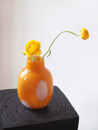 NTSTUDIO Colorful Polka Dot Glass Vase, Retro Artistic Desktop Decor