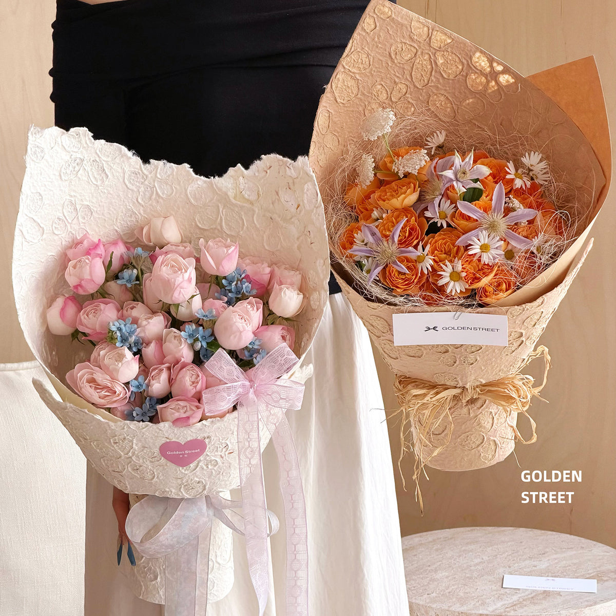 Handmade Petal Embossed Wrapping Paper for Flower Bouquets and DIY Crafts