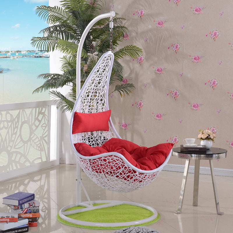 Rattan Woven Hanging Basket Chair for Outdoor Balcony Indoor Swing - Maple Leaf Style PE Rattan