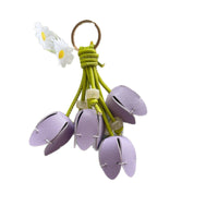 Elegant Tulip Flower Leather Keychain for Bags, Keys, and Phones