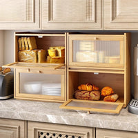 Bamboo Kitchen Countertop Storage Box with Lid, Multifunctional Organizer for Snacks and Sundries