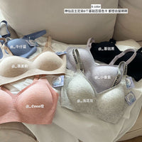 Hyaluronic Acid Seamless Gather Bra for Small Busts, Soft Support, Anti-Sagging, Thin Comfort