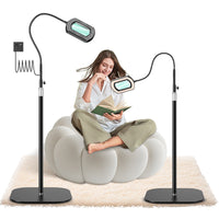Floor Stand Phone Holder with Magnifying Lamp, Foldable Desktop Live Stream Stand, Adjustable Height