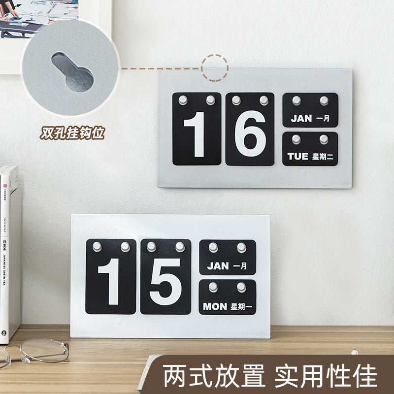 2026 Perpetual Calendar Desk Ornament with DIY Hanging Tabs, Minimalist Ins Style