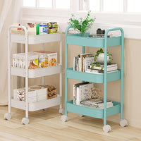 3-Tier Rolling Utility Cart with Wheels, Multi-layer Storage Organizer for Kitchen, Snacks, and Home