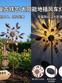 Solar Powered Iron Wind Spinner for Garden and Patio Decoration